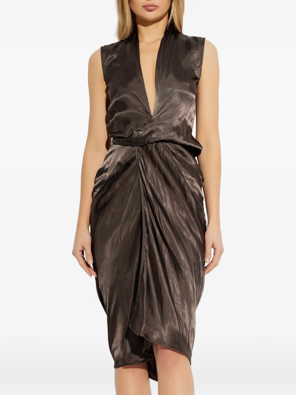 Rick Owens Jurk met V-hals Bruin