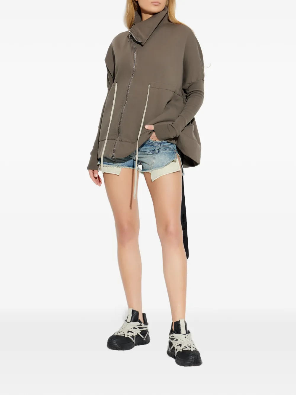 Rick Owens DRKSHDW Katoenen trui met rits Grijs
