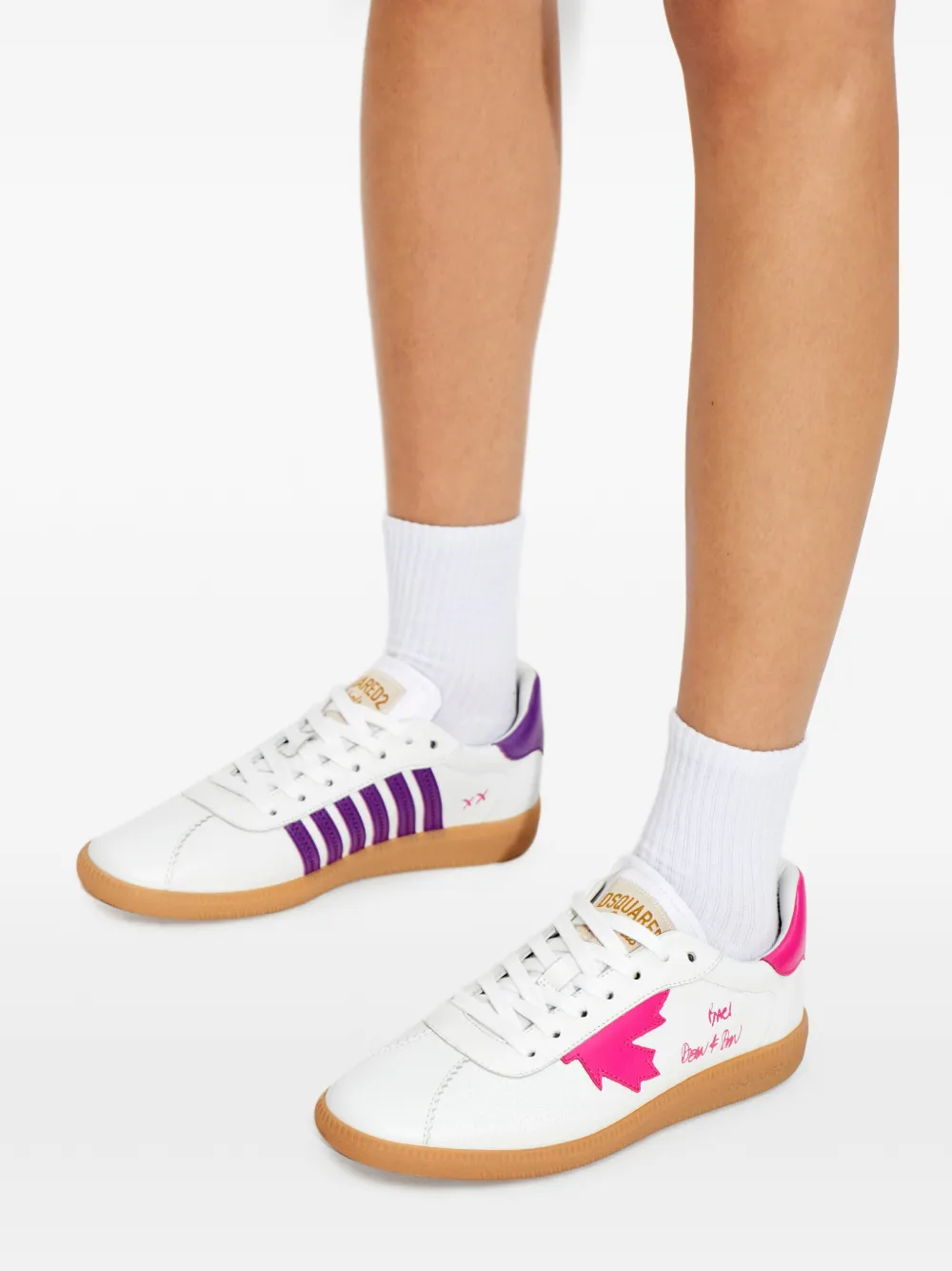 DSQUARED2 Rebel gestreepte sneakers Wit