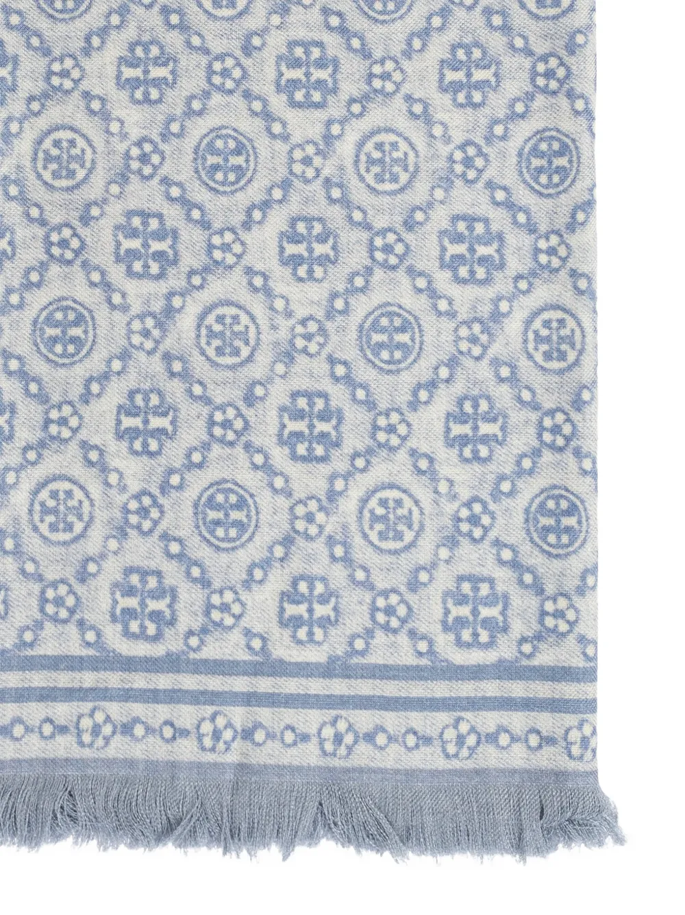 Tory Burch T Monogram sjaal met bloemen-print Blauw