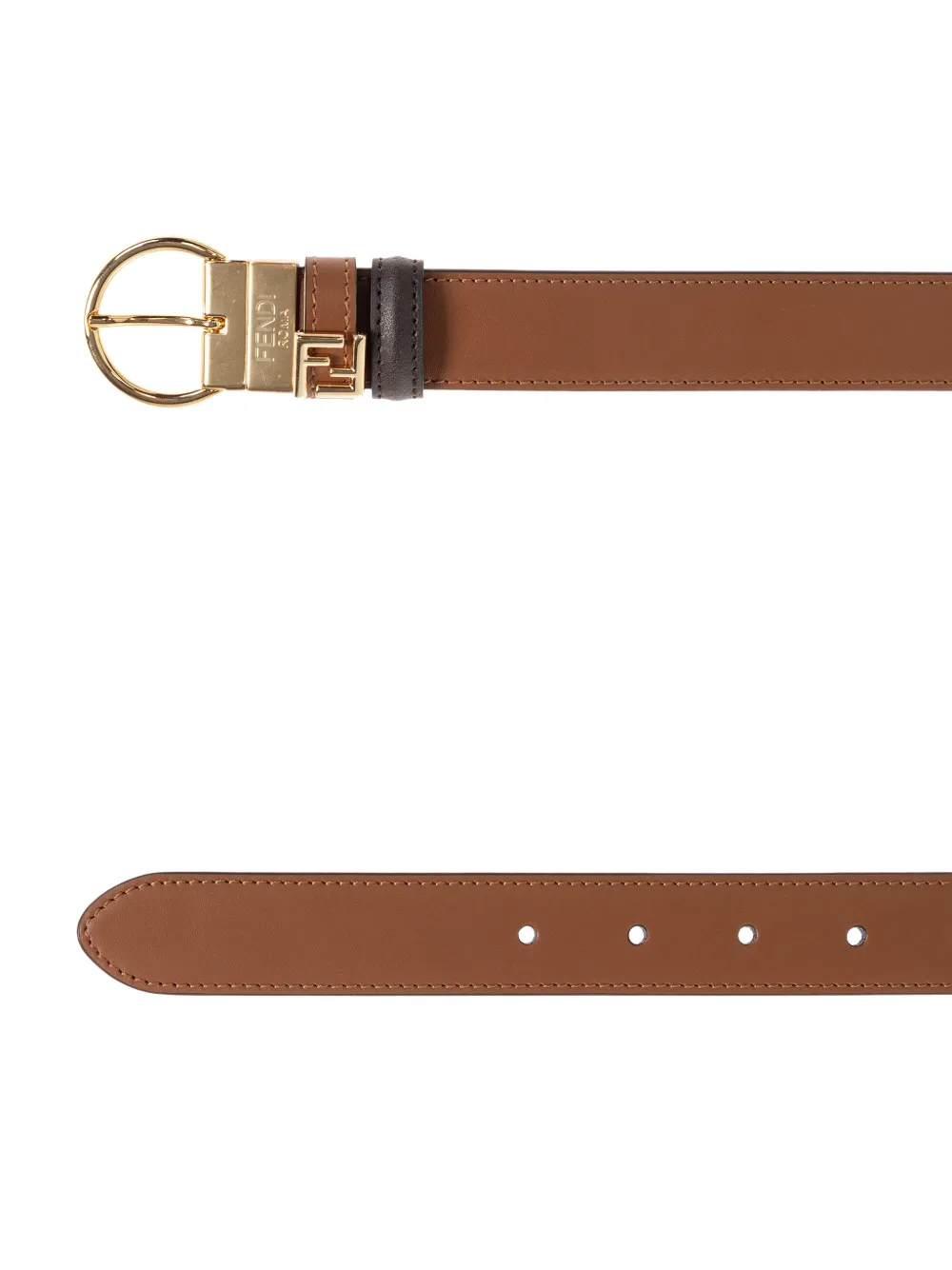  Fendi Logo Buckle Belt - Brown 