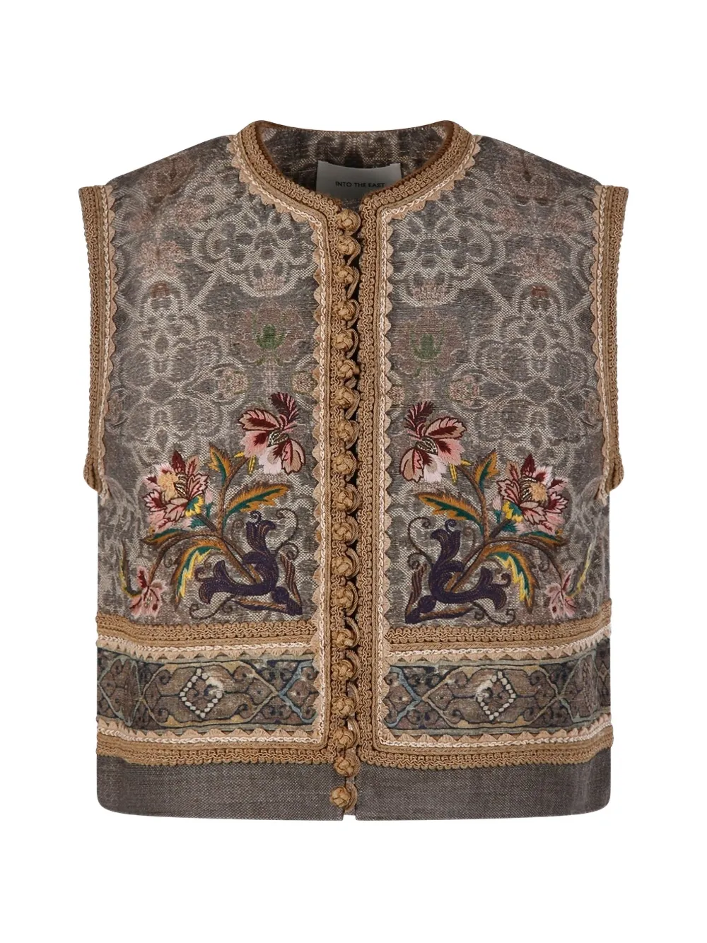 INTO THE EAST embroidered gilet - Brown