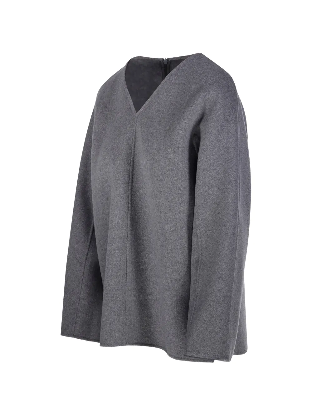  's Max Mara V-neck Wool Blouse - Grey 