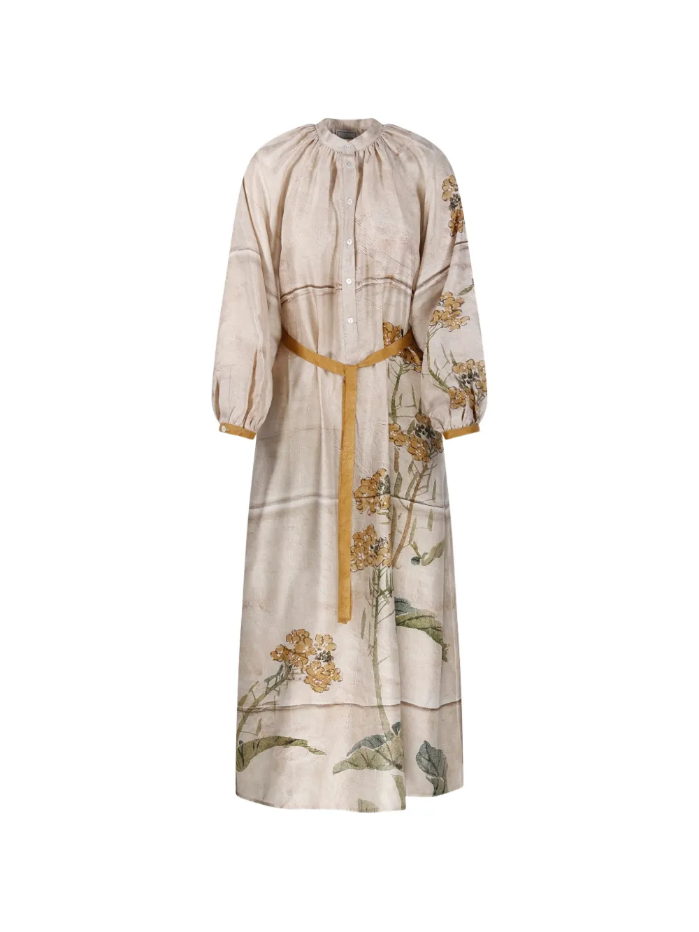 Pierre-Louis Mascia floral-print belted midi dress - Toni neutri