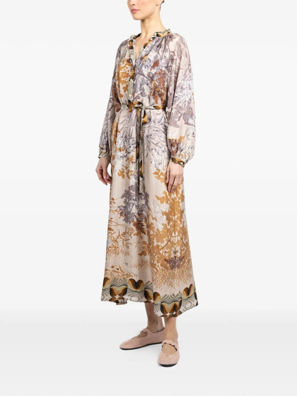 Pierre-Louis Mascia Midi-jurk met ceintuur Beige