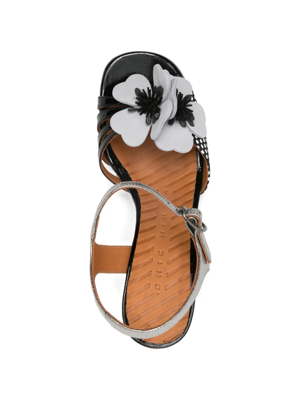 Chie Mihara flower polka-dot sandals Zwart