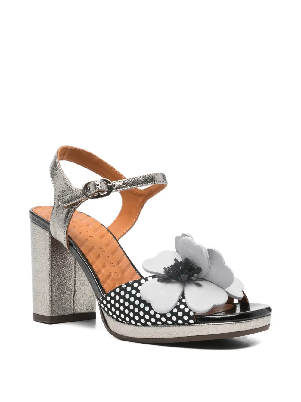 Chie Mihara flower polka-dot sandals Zwart