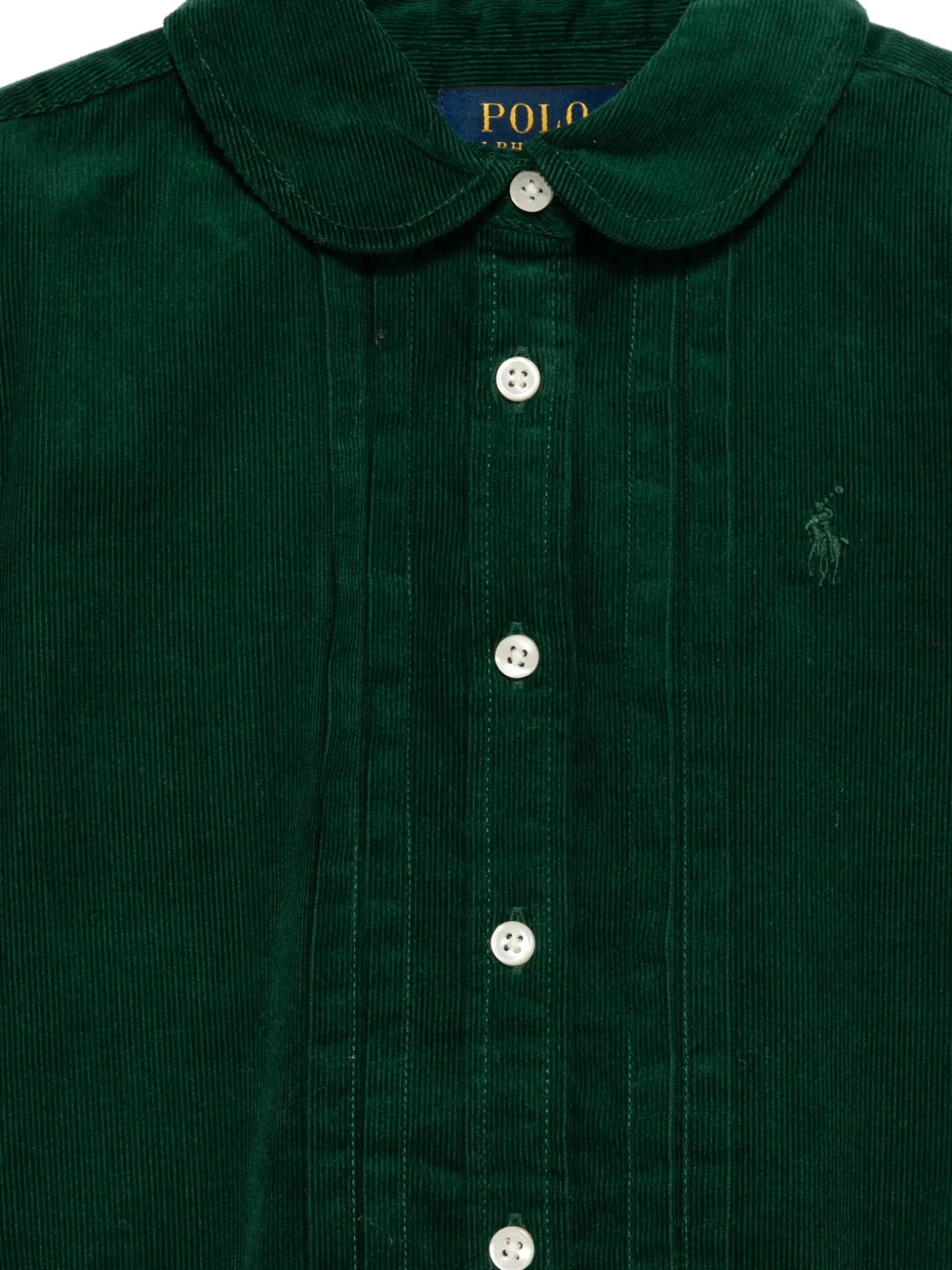 POLO RALPH LAUREN KIDS Ribfluwelen jurk met Peter Pan-kraag Groen