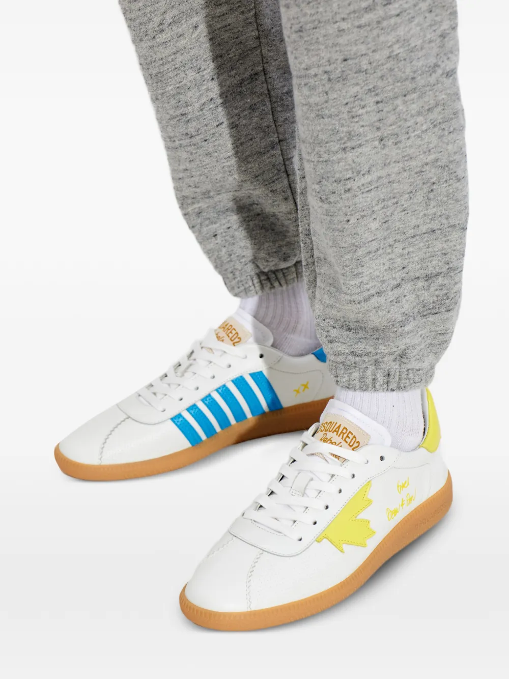 DSQUARED2 Rebel striped sneakers Wit