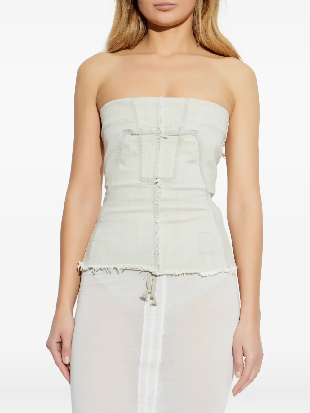 Rick Owens DRKSHDW Gerafelde bandeau top Beige