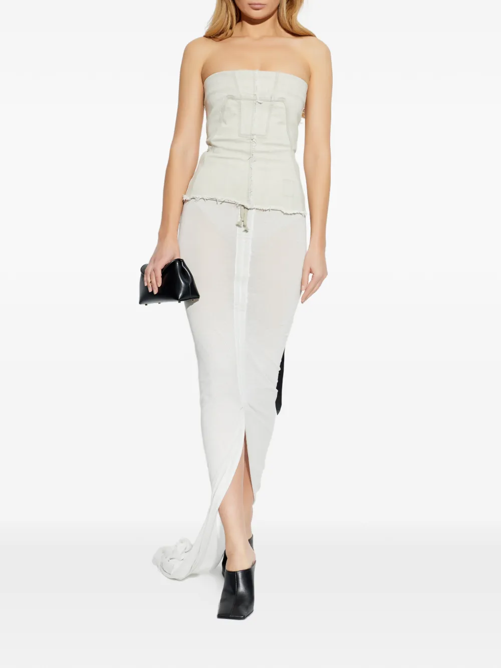 Rick Owens DRKSHDW Gerafelde bandeau top Beige
