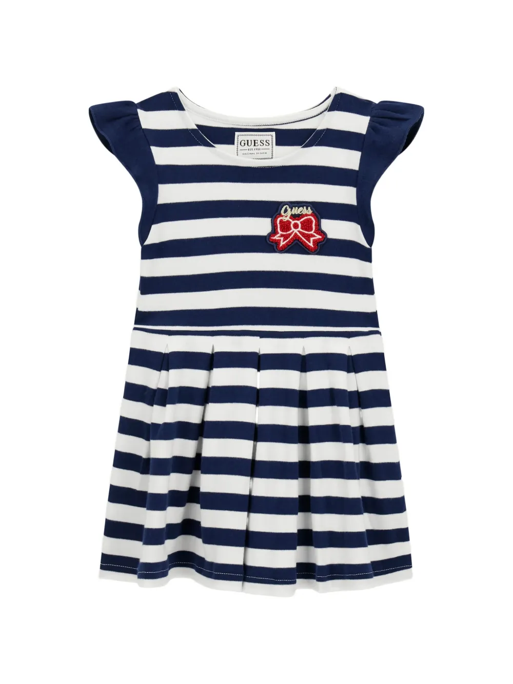 guess kids striped pleated dress - Blu