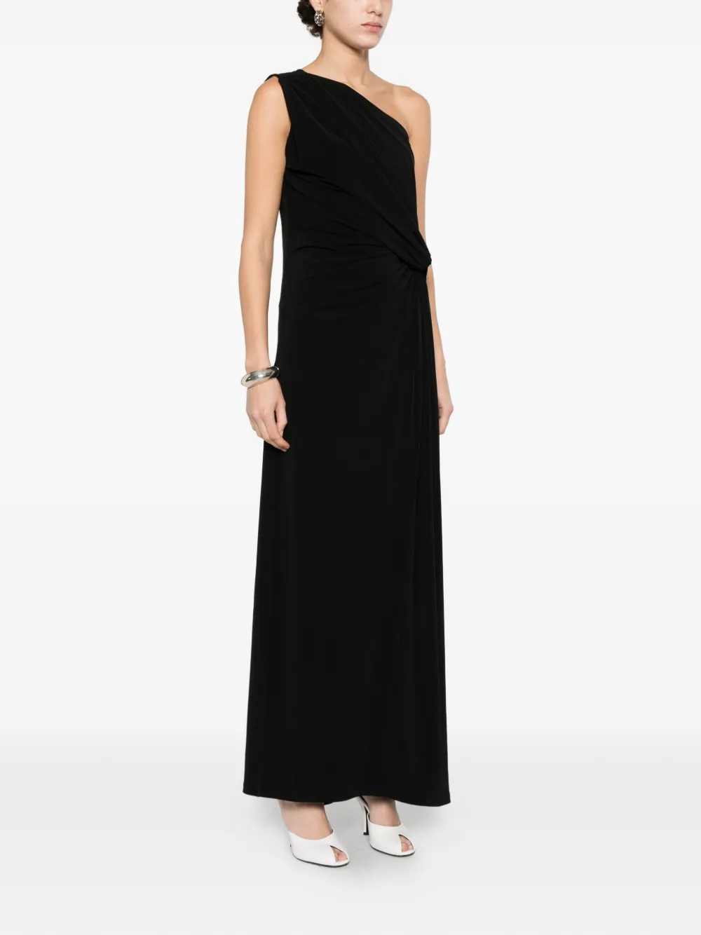  Eleh One-shoulder Knotted Dress - Black 