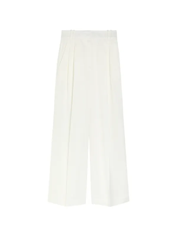 Another Tomorrow Pleated Trousers in White