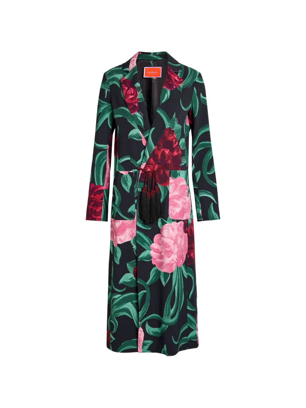 La DoubleJ Duster floral-print coat - Black