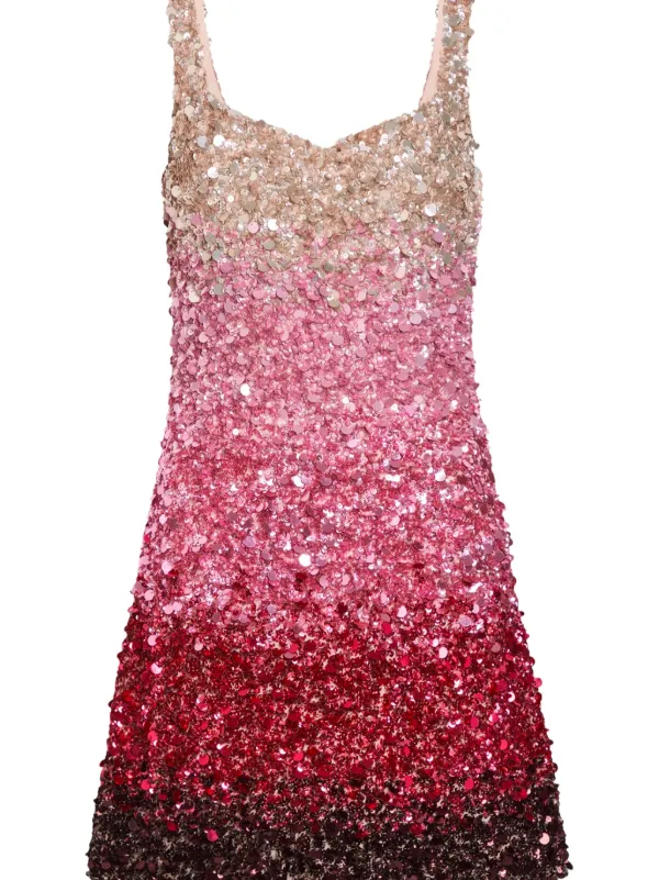alice and olivia pink sequin dress EVE EMBELLISHED MINI DRESS in ASCENDENT OMBRE DEEP PINK