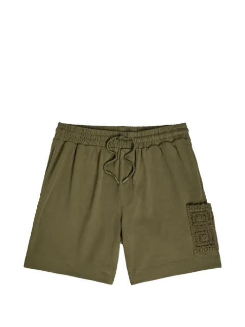 CHÉ Inigo crochet-patch drawstring cotton shorts