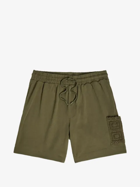 CHÉ Inigo crochet-patch drawstring cotton shorts
