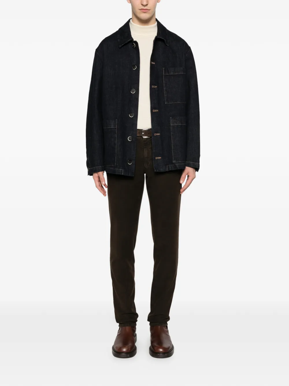 Incotex Broek met knopen Bruin