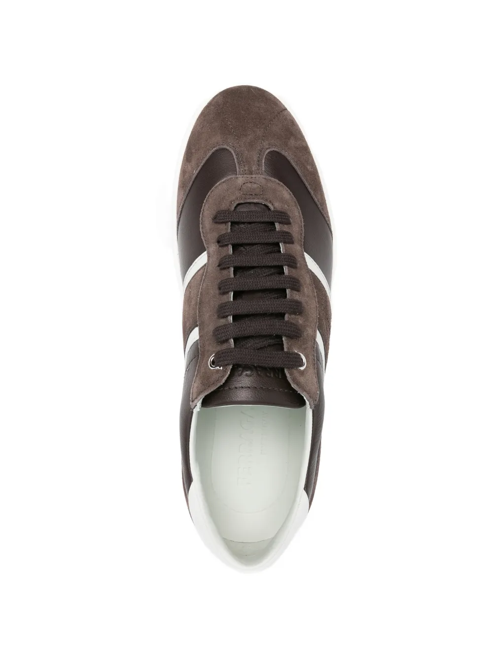 Ferragamo Leren sneakers met streepdetail Bruin