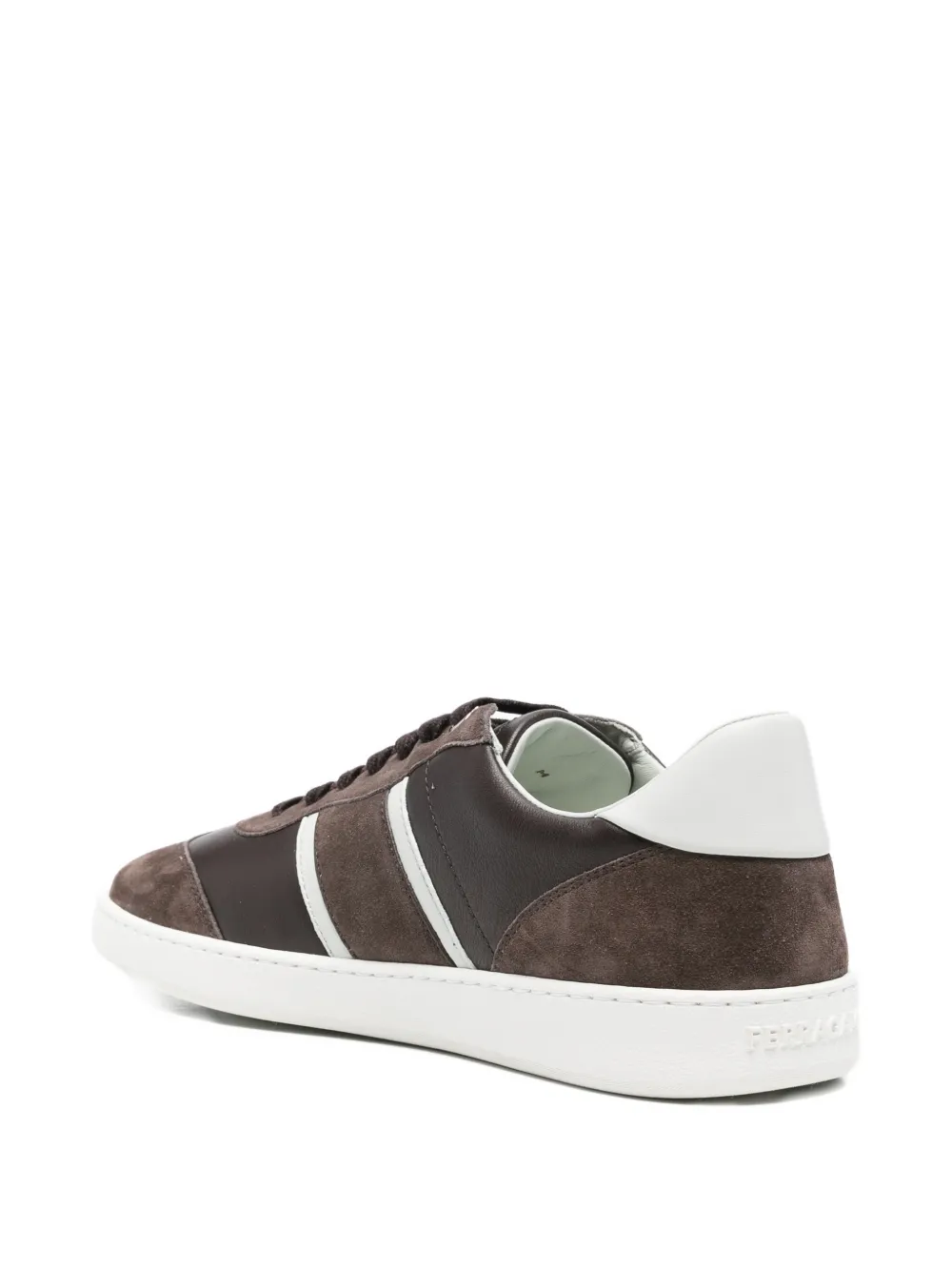Ferragamo Leren sneakers met streepdetail Bruin