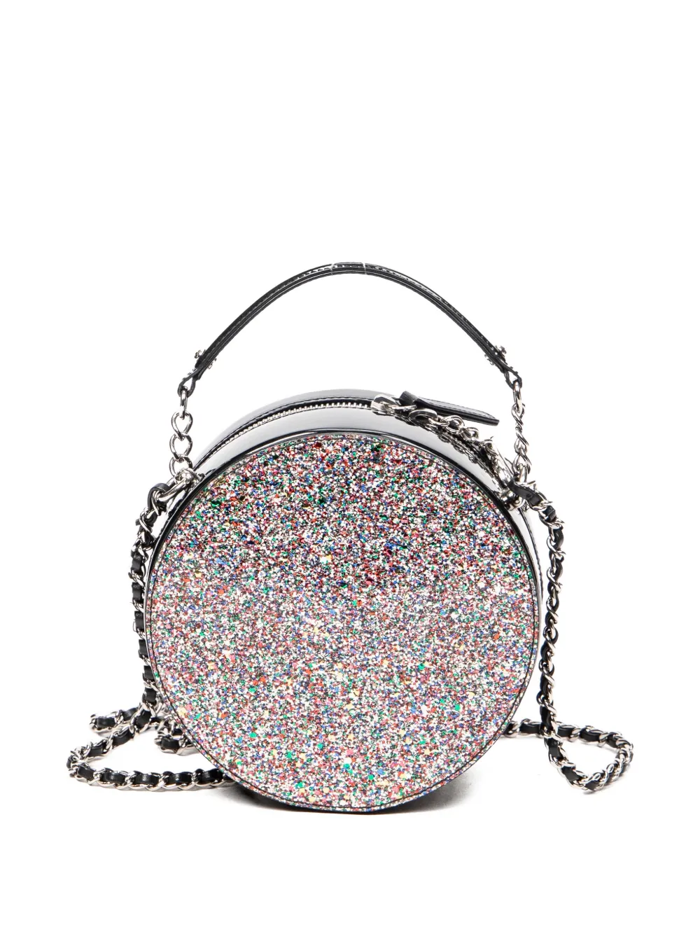 CHANEL Pre-Owned 2017-2018 CC Round glitter tote bag - Nero