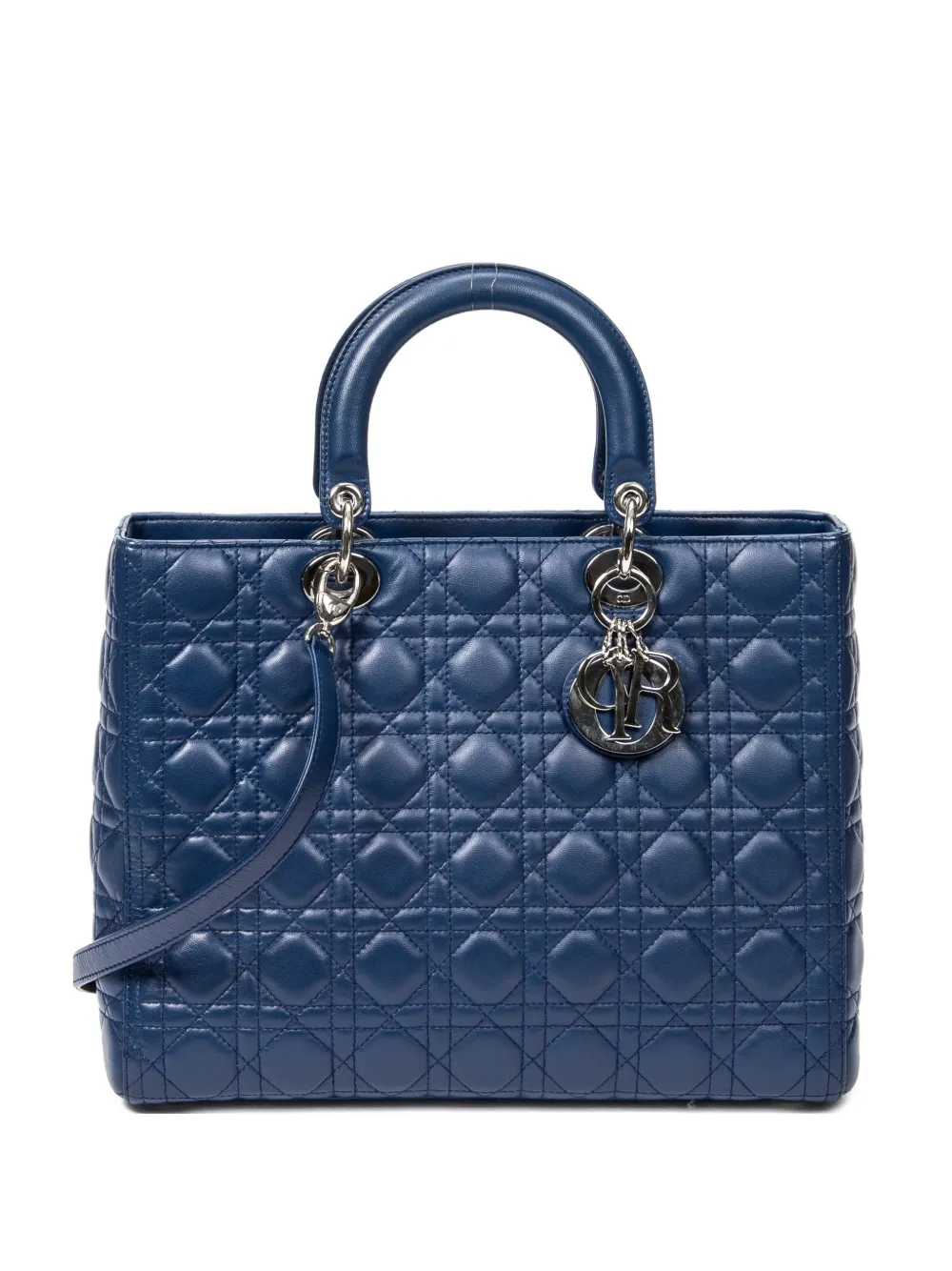 Christian Dior Pre-Owned large Lady Dior quilted tote bag - Blu