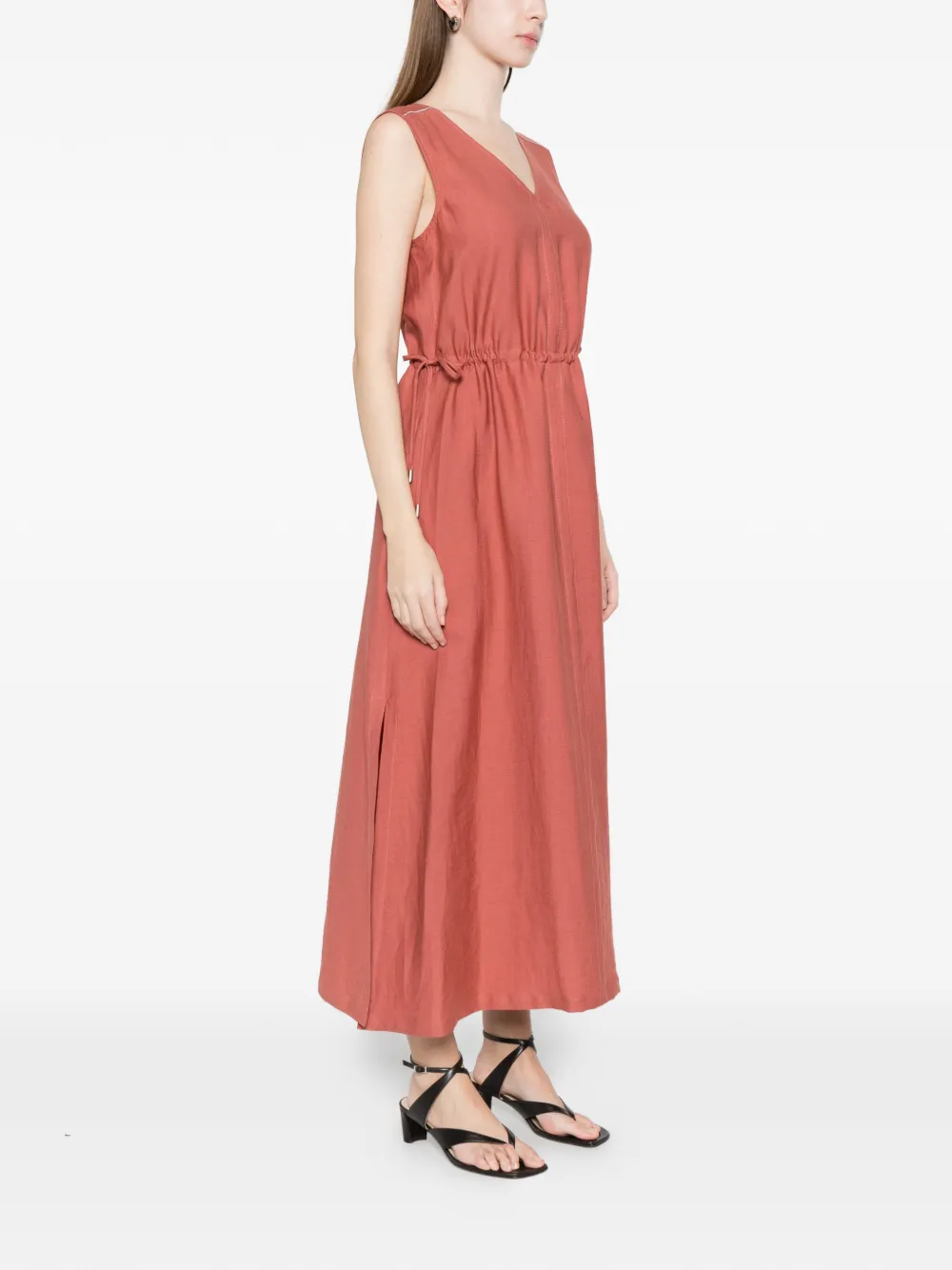  Peserico V-neck Maxi Dress - Red 