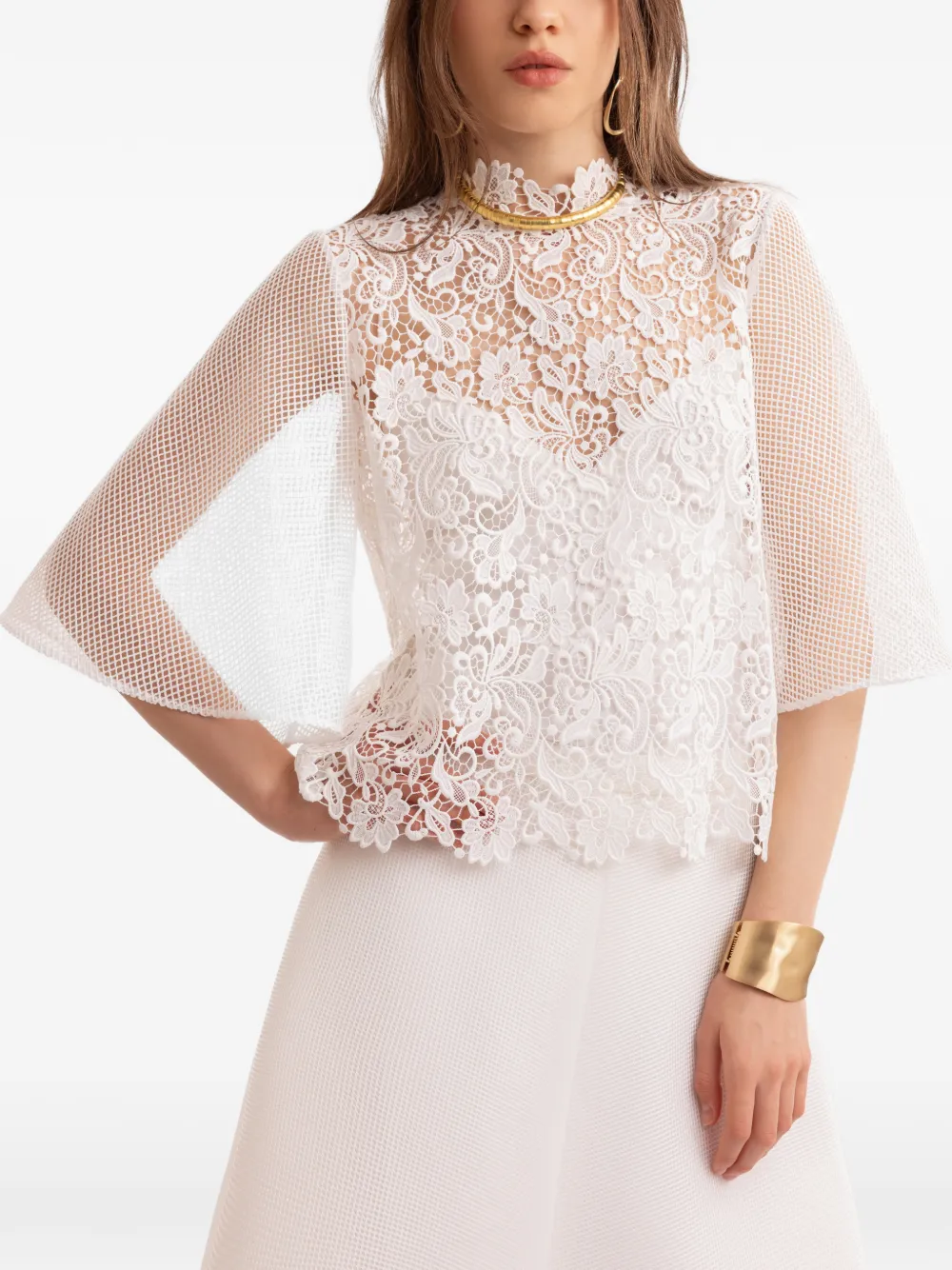 Gemy Maalouf guipure top - Bianco