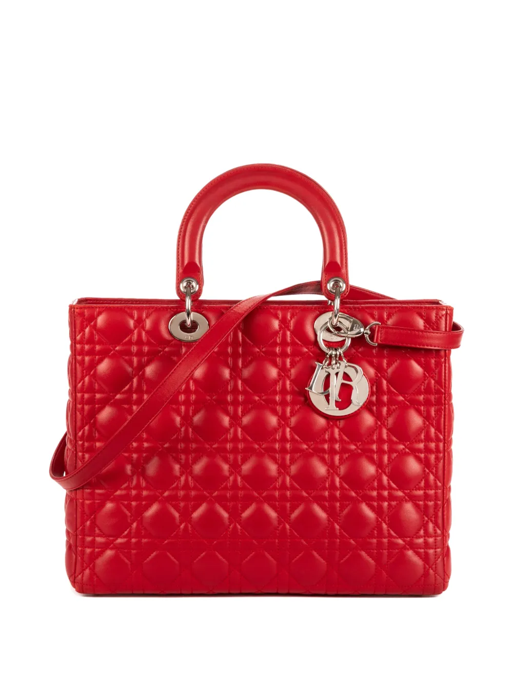 Christian Dior Pre-Owned large Lady Dior quilted tote bag - Red