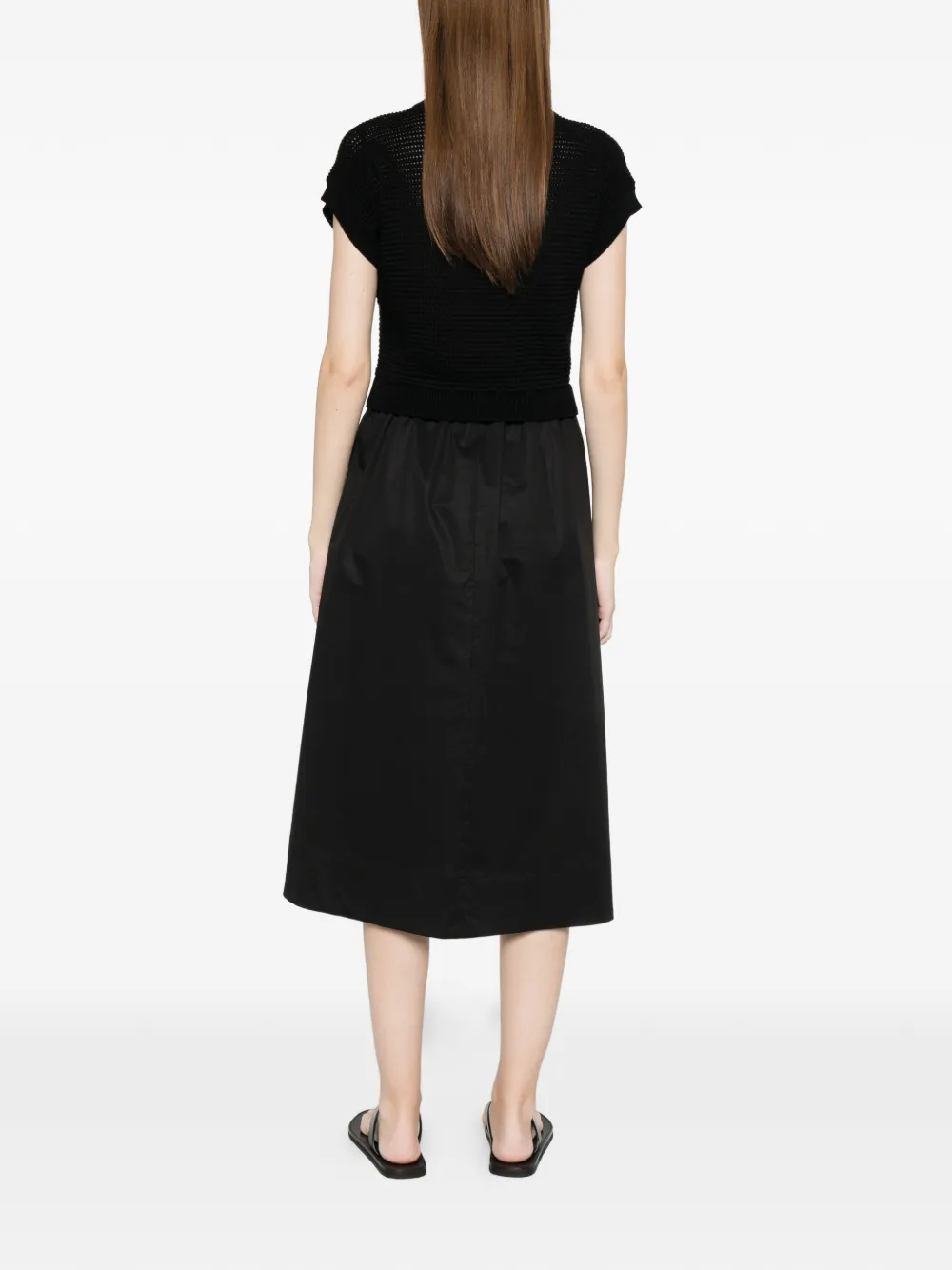 Knitted-Panel Midi Dress