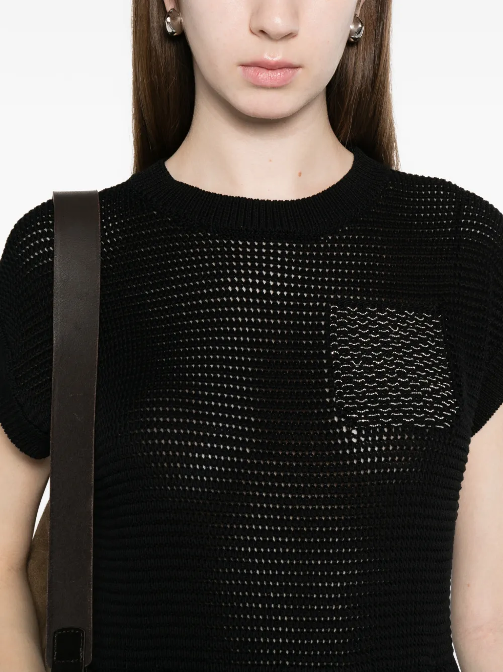 Knitted-Panel Midi Dress