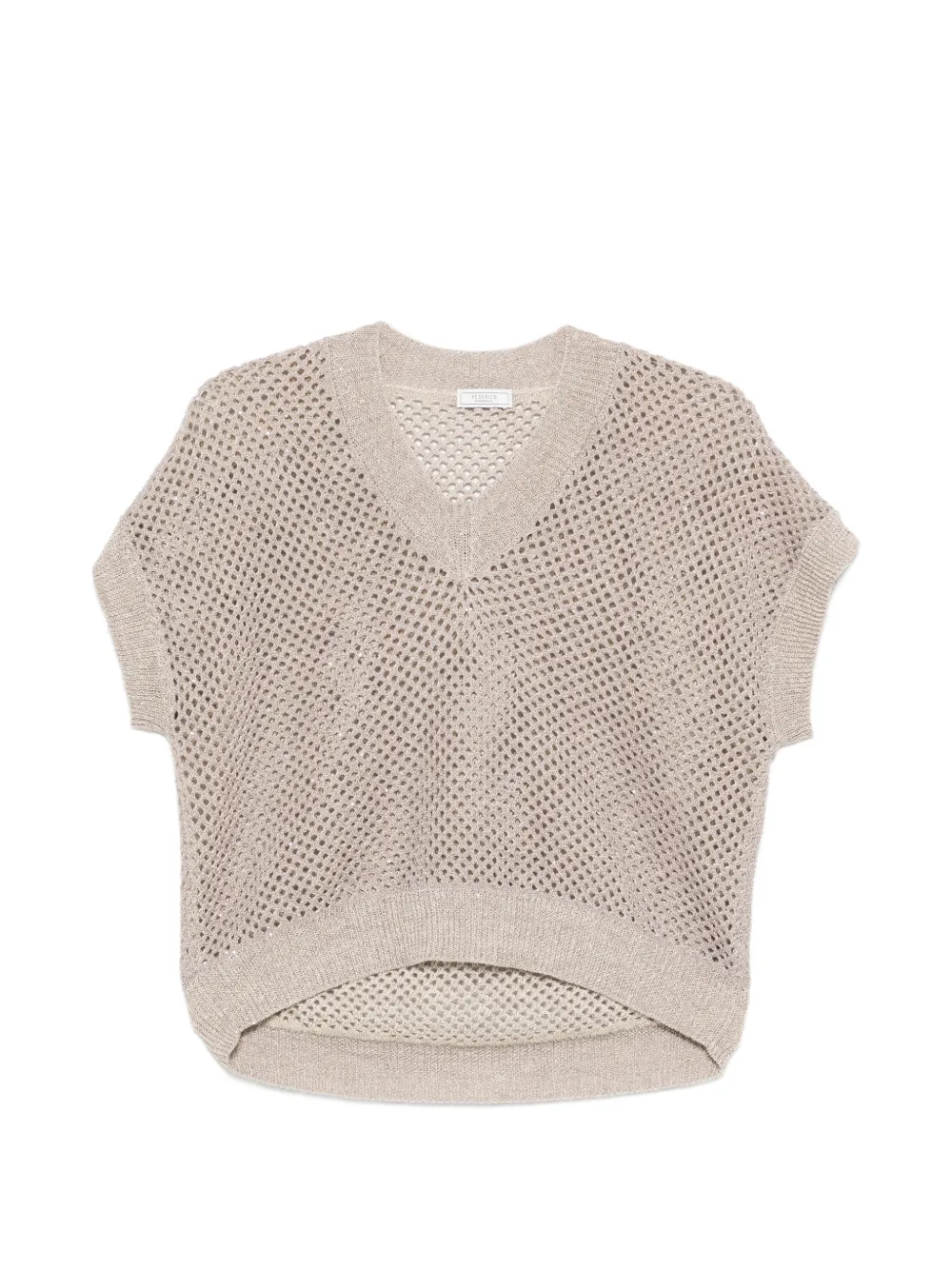 Peserico V-neck open-knit sweater - Marrone