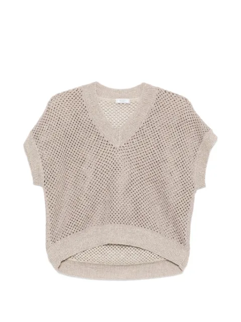Peserico V-neck open-knit top