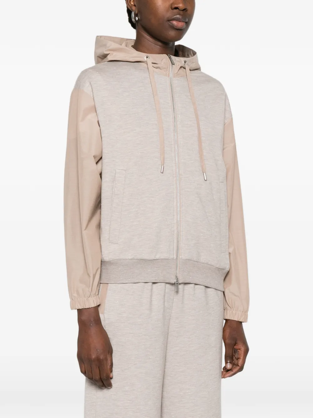 Peserico Hoodie met rits Bruin