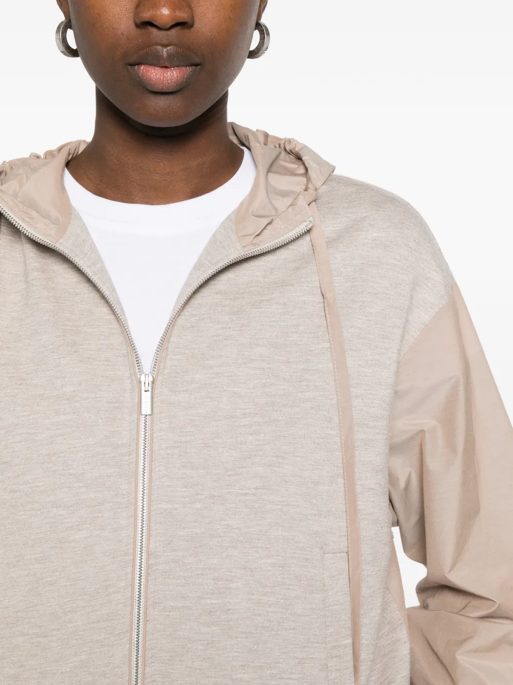 Peserico Hoodie met rits Bruin