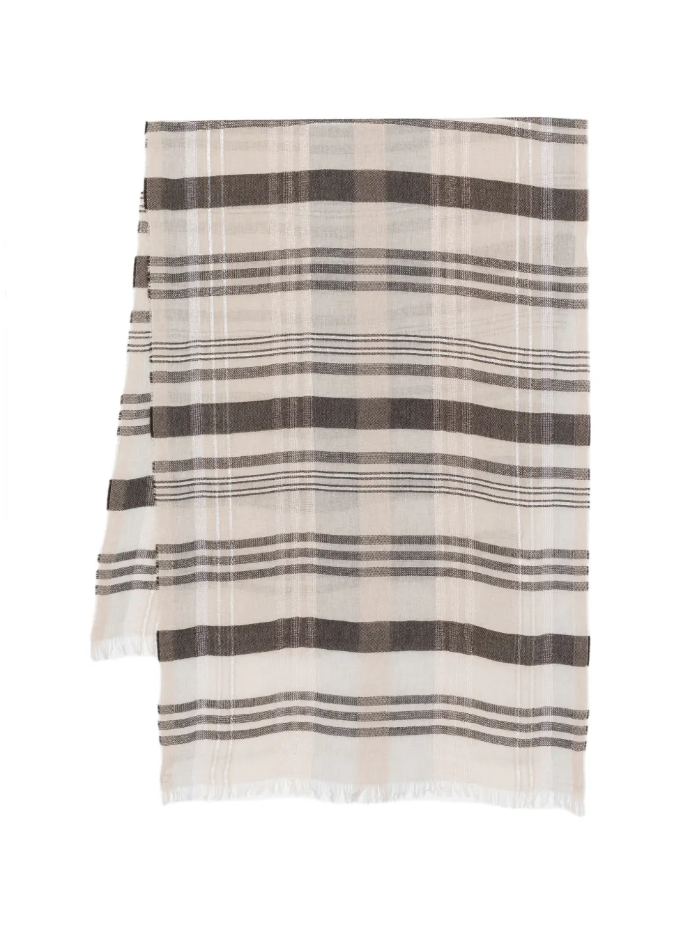Peserico striped fringed scarf - Toni neutri