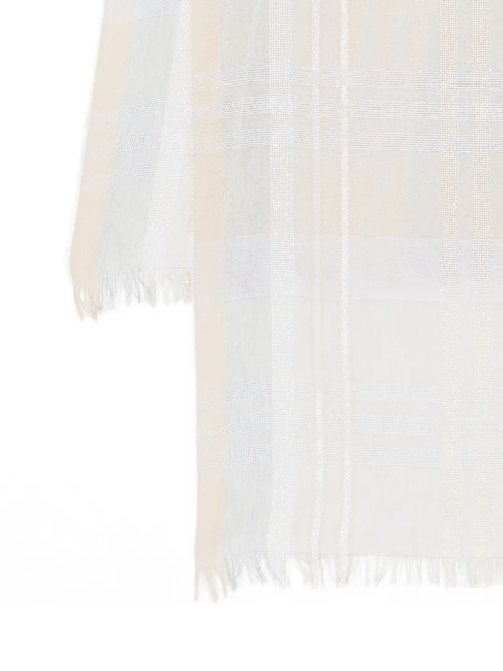  Peserico Plaid Fringed Scarf - Neutrals 