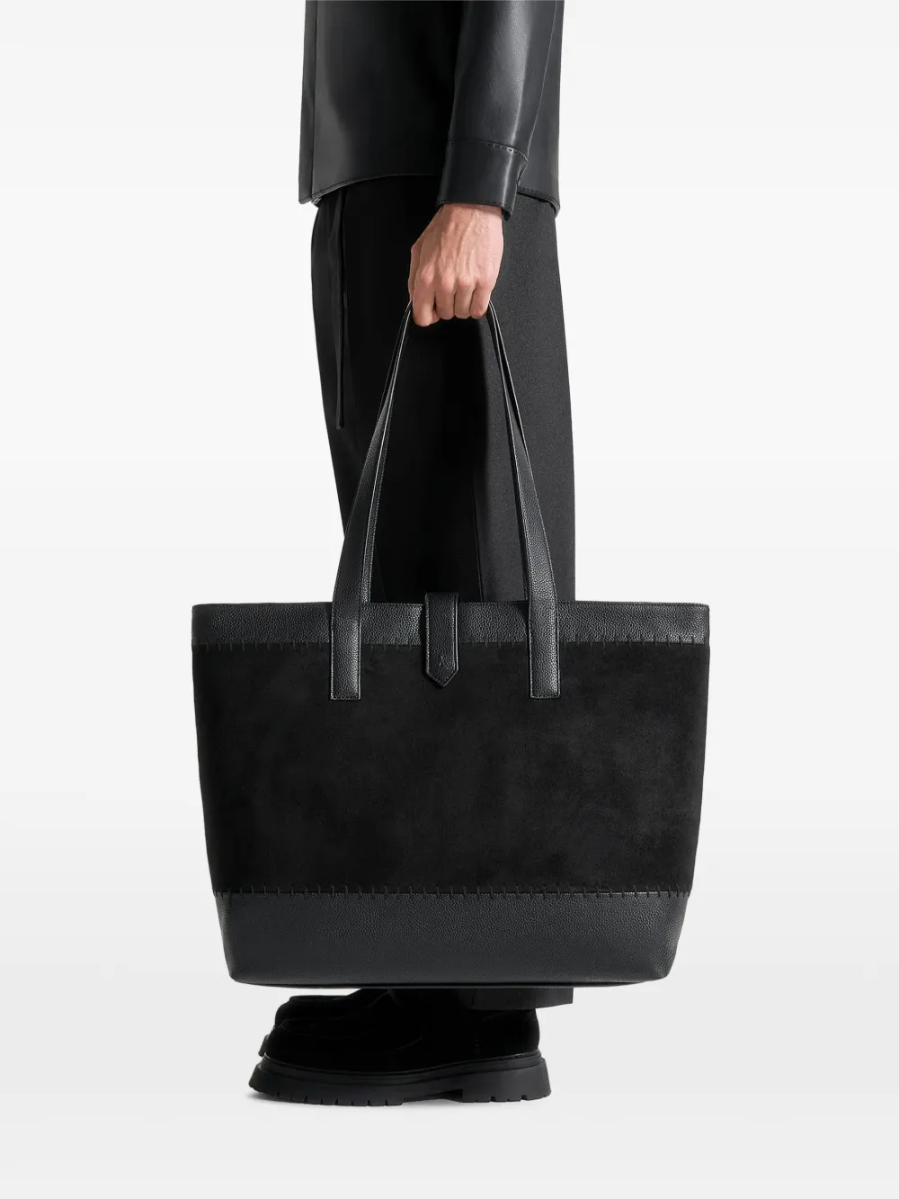 Contrast-Trim Tote Bag