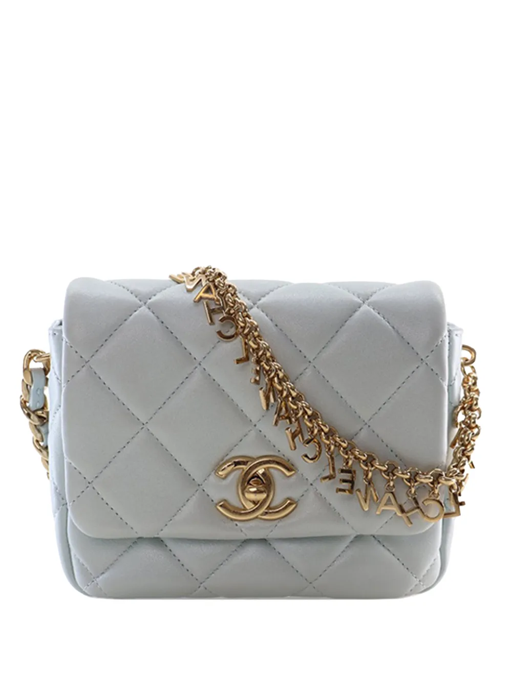 CHANEL Pre-Owned 2021-2025 Mini CC Quilted Lambskin Logo Chain Flap crossbody bag - Blu