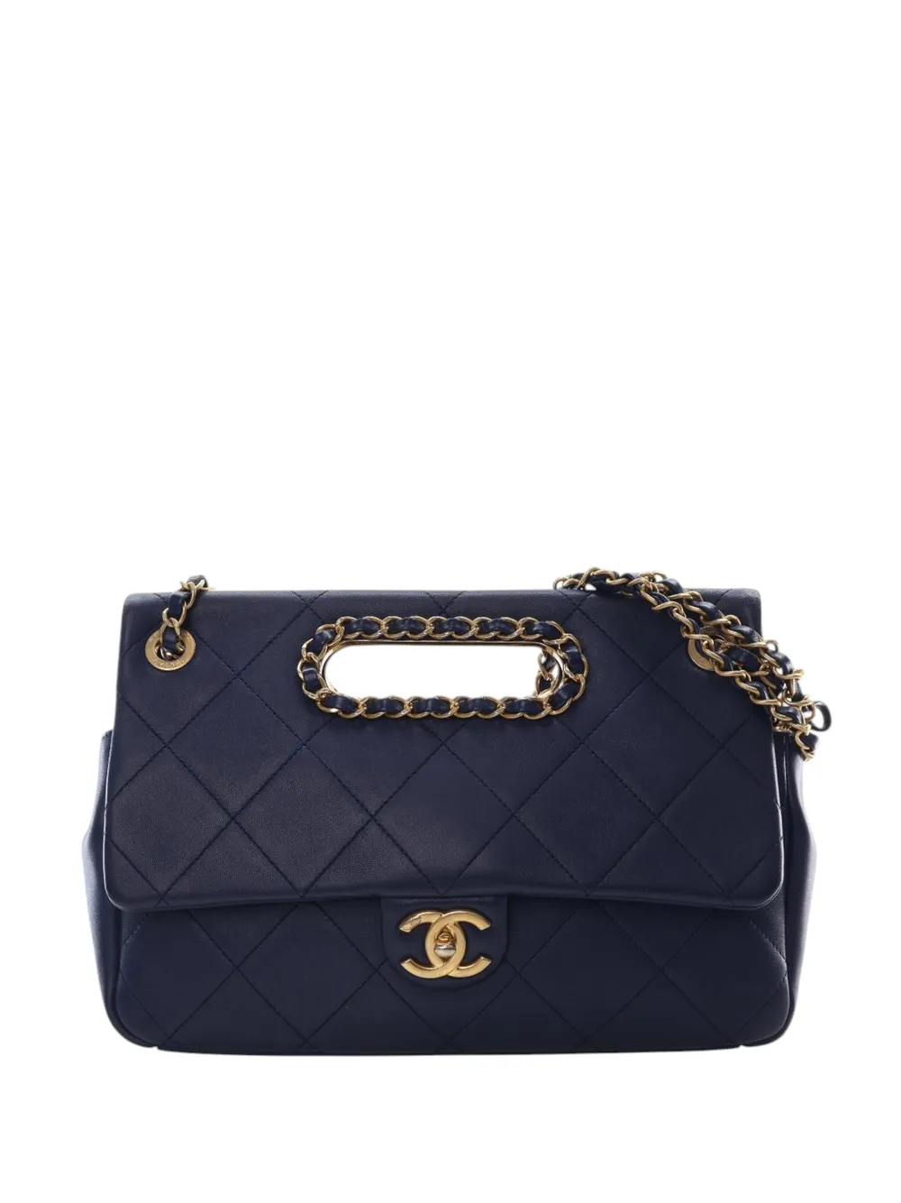 CHANEL Pre-Owned 2019 Quilted Lambskin A Real Catch Flap satchel - Blu