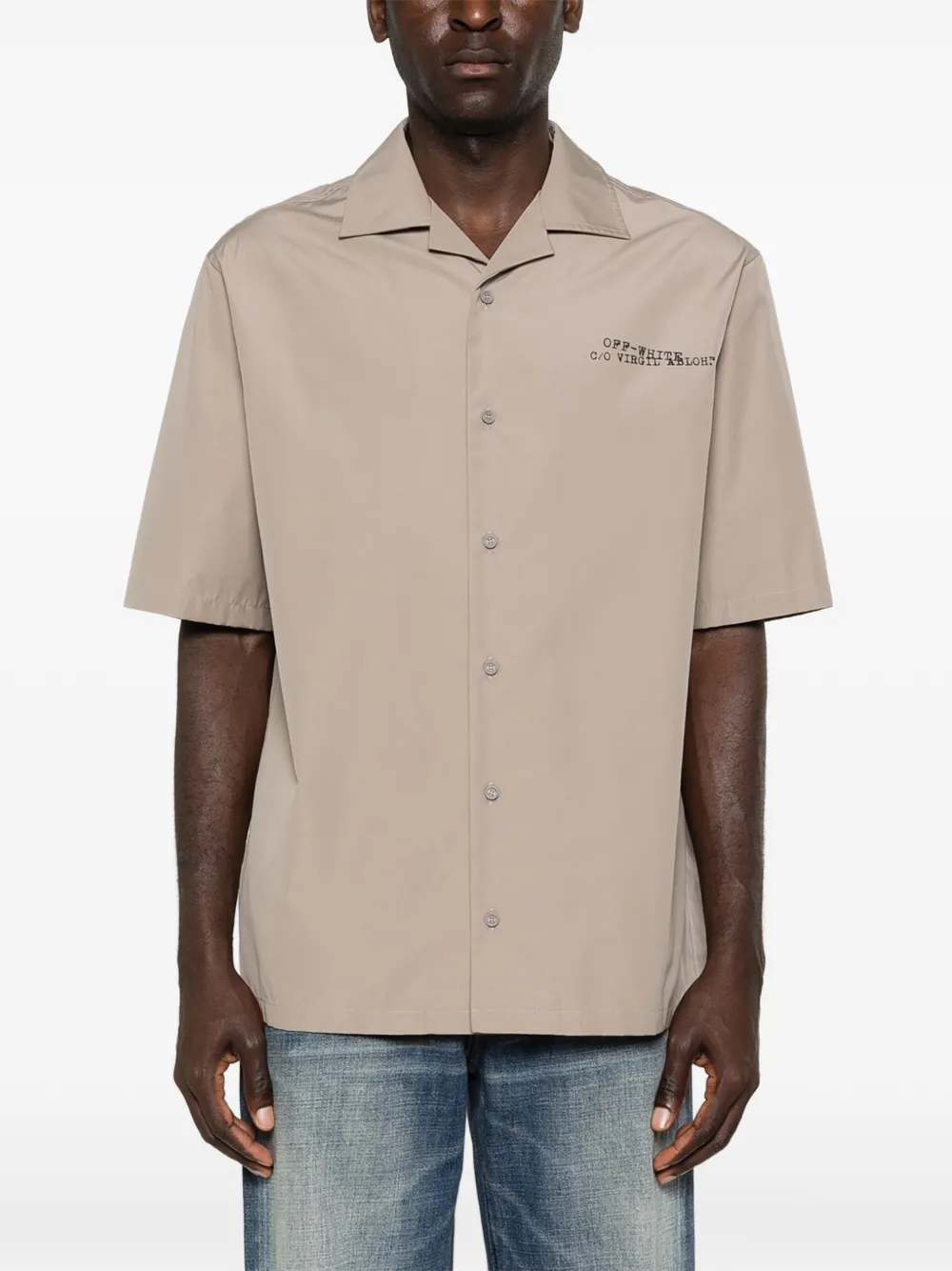  Off-white Buttoned Short-sleeve Shirt - Neutrals 