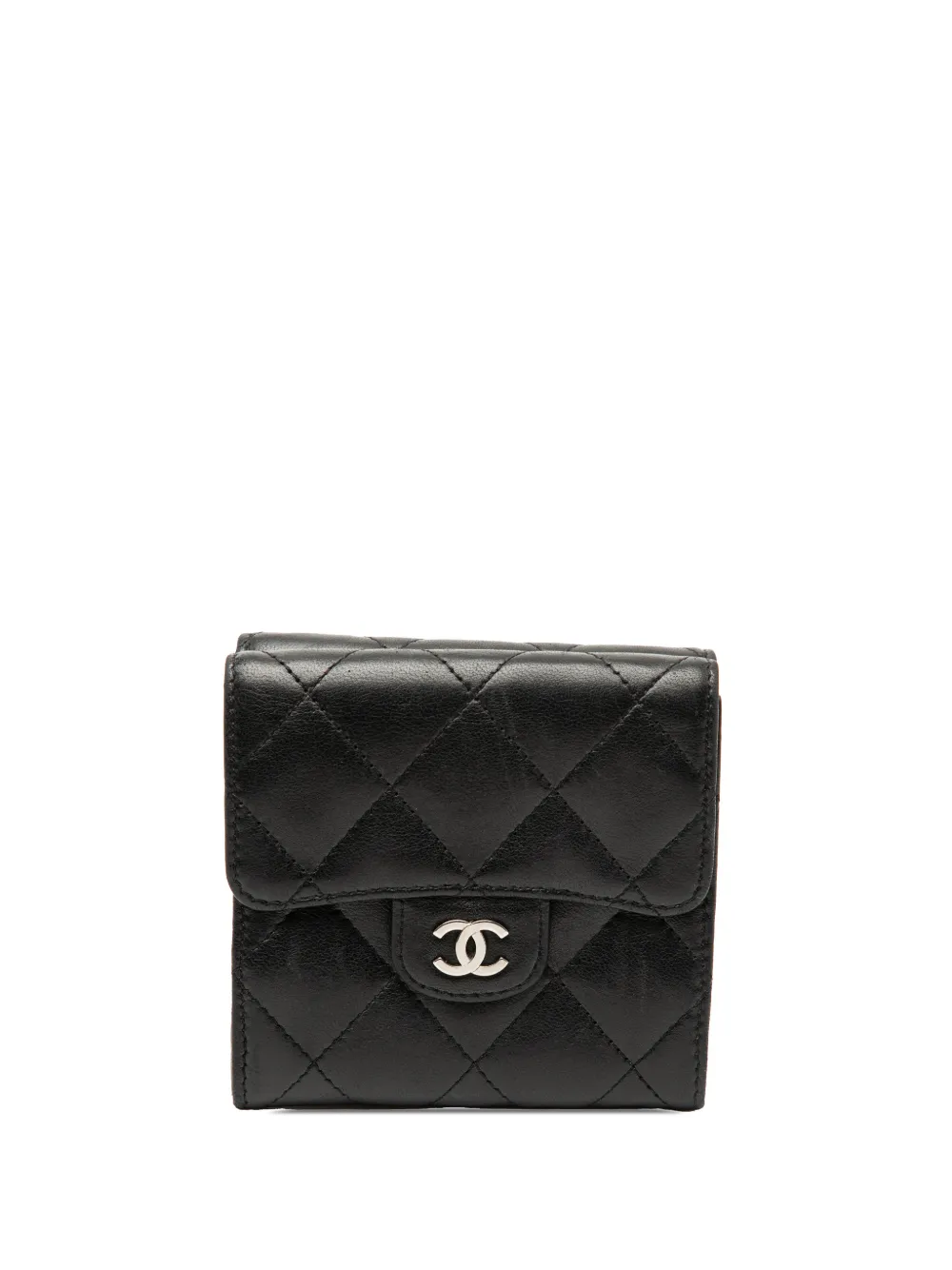 CHANEL Pre-Owned 2005-2006 CC Quilted Lambskin Compact Double Sided Flap Wallet small wallets - Nero