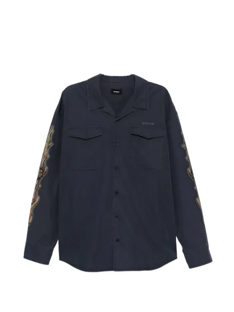 We11done sleeve graphic pocket shirt