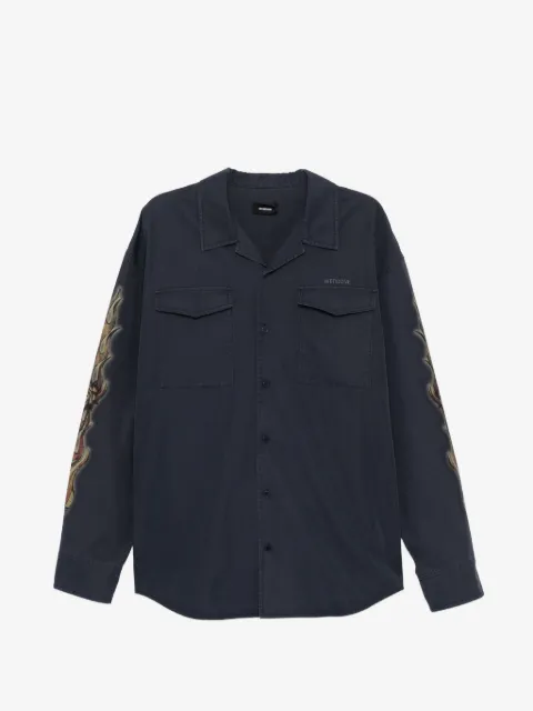 We11done sleeve graphic pocket shirt