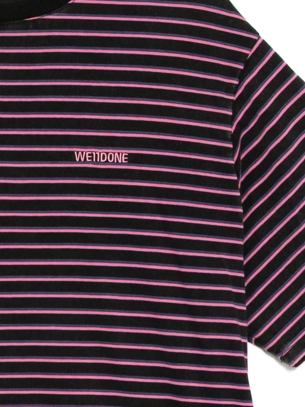 We11done Gestreept T-shirt Zwart