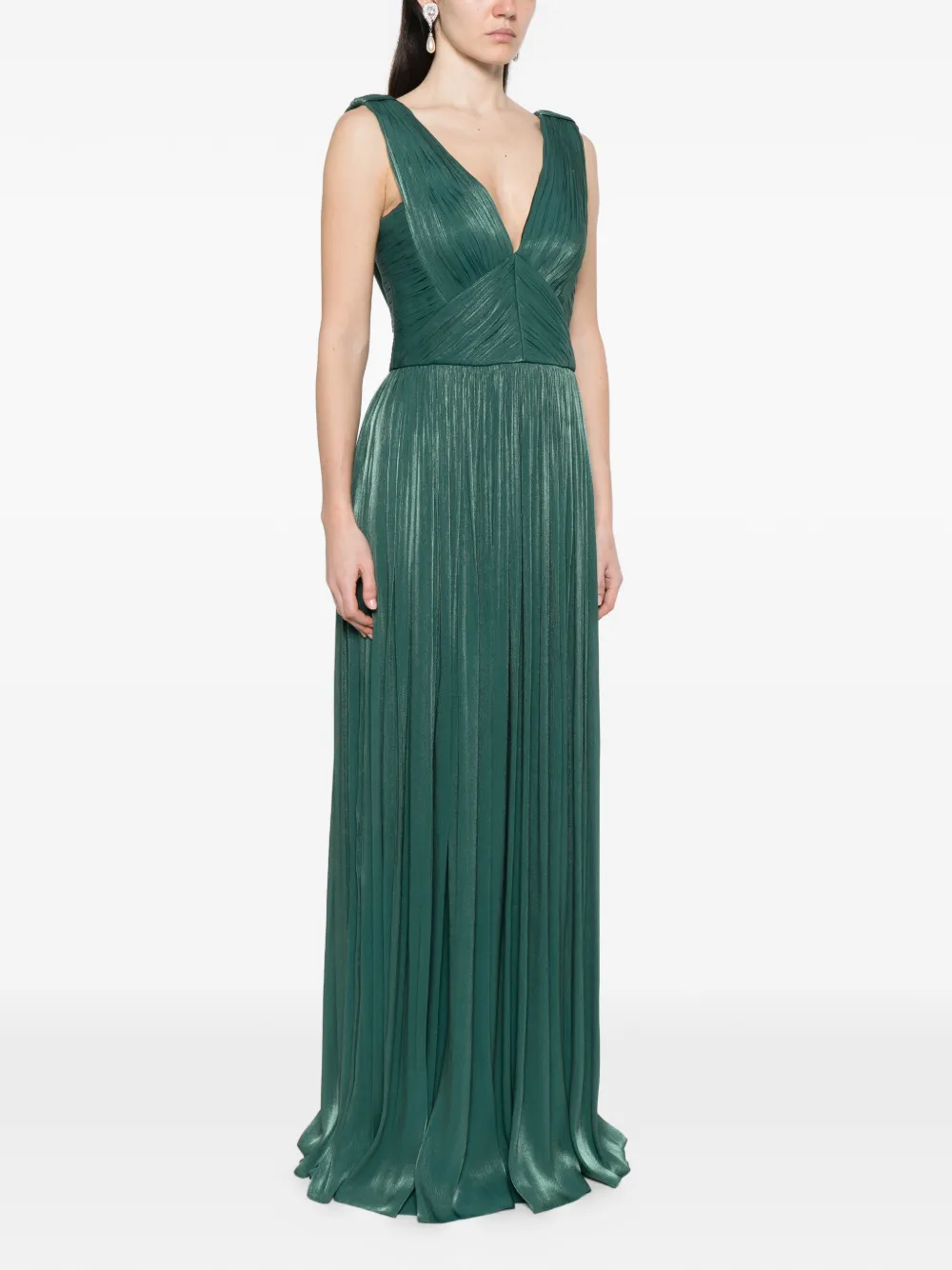 Costarellos Anilia geplooide maxi-jurk met V-hals Groen