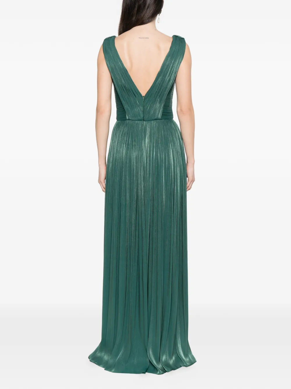 Costarellos Anilia geplooide maxi-jurk met V-hals Groen