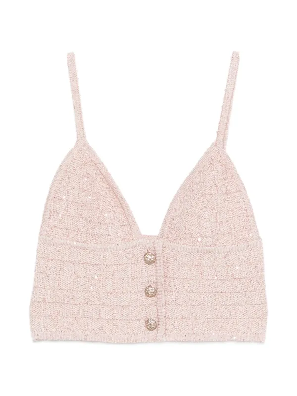 Alessandra Rich Buttoned Top in Pink