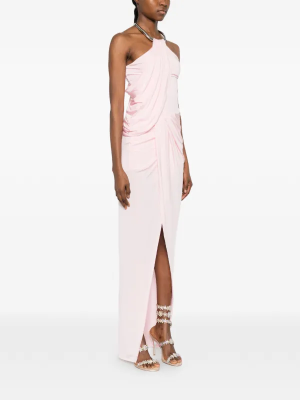twisted halter neck dress Vesper bengaline twist front halter neck side slit midaxi dress in black